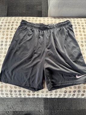Nike Men’s Black Athletic Shorts with Light Pink Swoosh